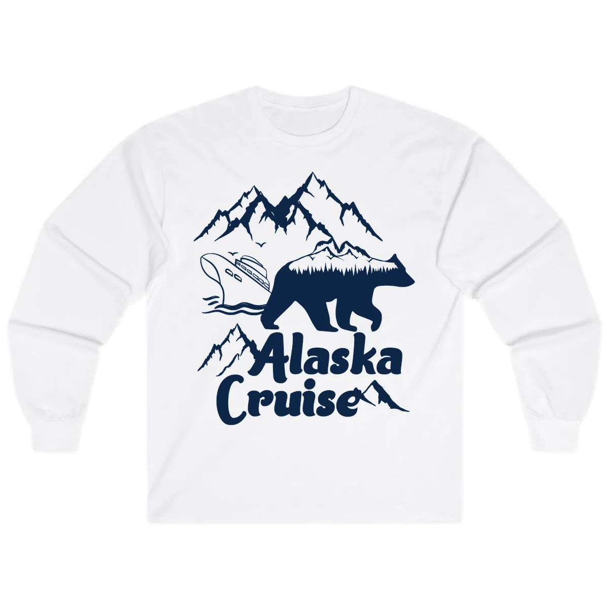 Alaska Cruise Bear Mountain Adventure Long Sleeve in White