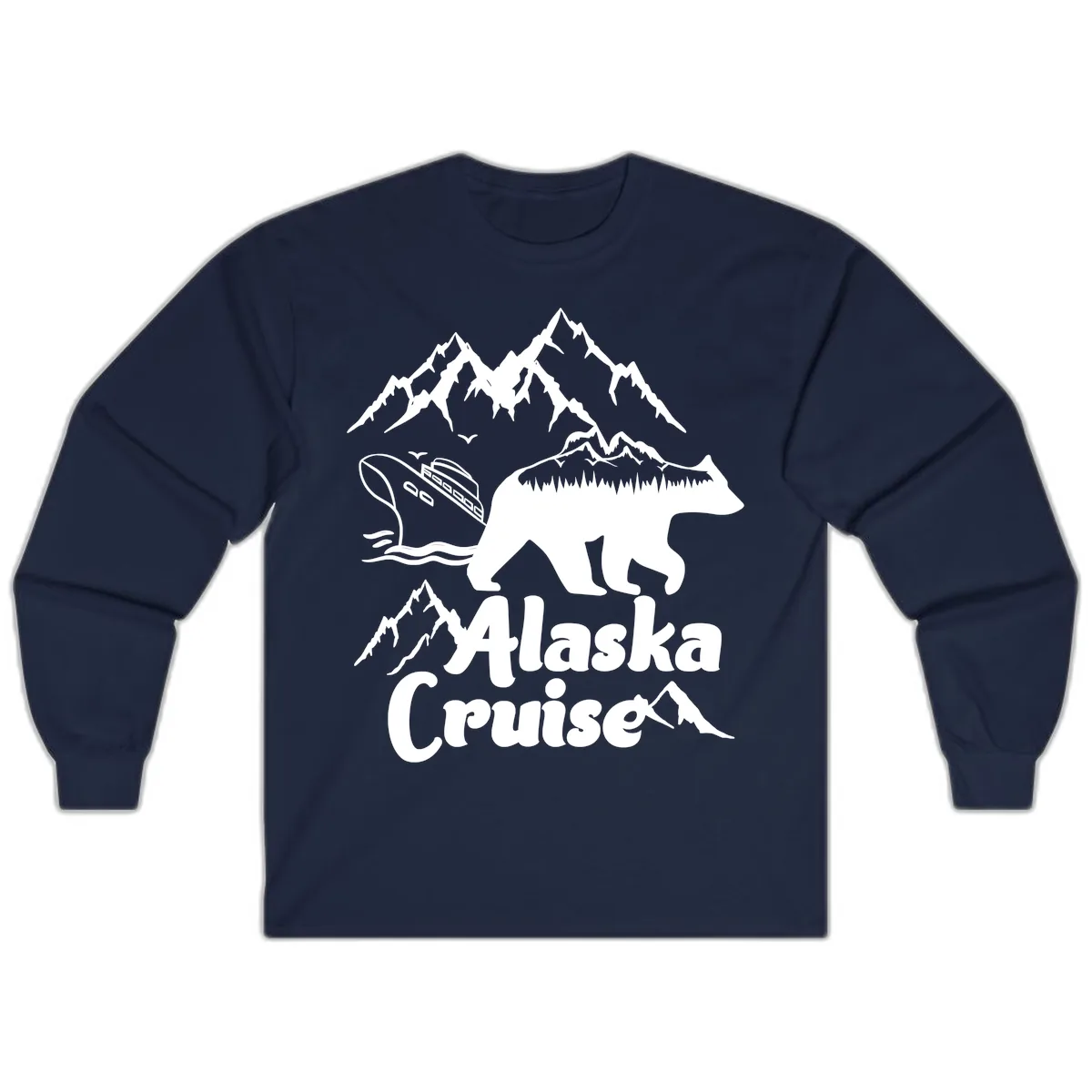 Alaska Cruise Bear Mountain Adventure Long Sleeve in Navy
