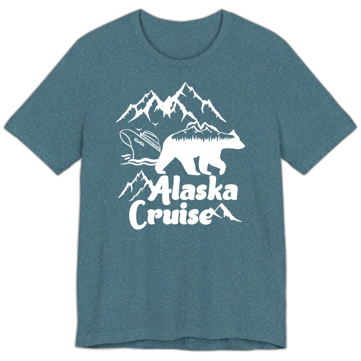 Alaska Cruise Bear Mountain Adventure Premium T-Shirt in Heather Deep Teal