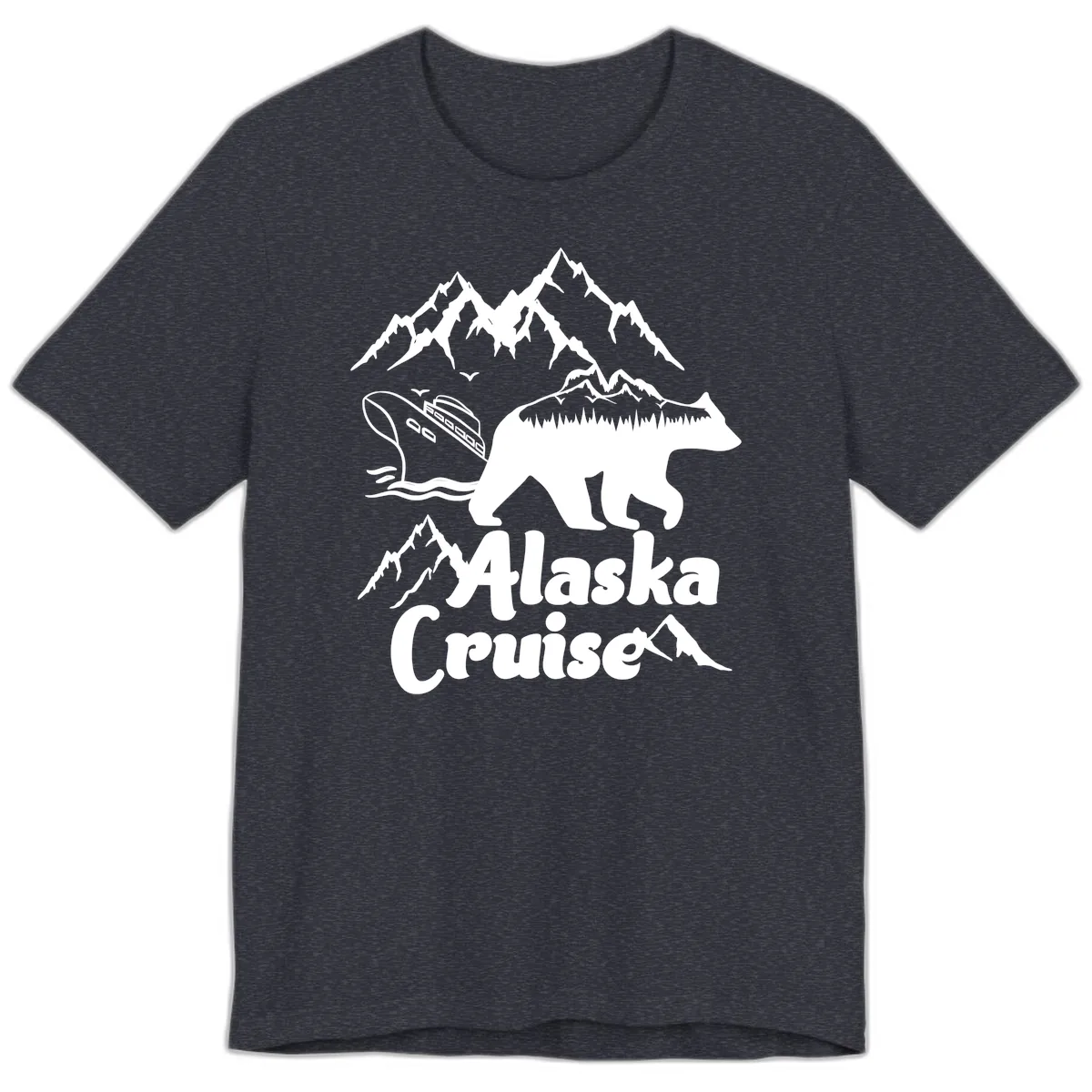 Alaska Cruise Bear Mountain Adventure Premium T-Shirt in Heather Navy