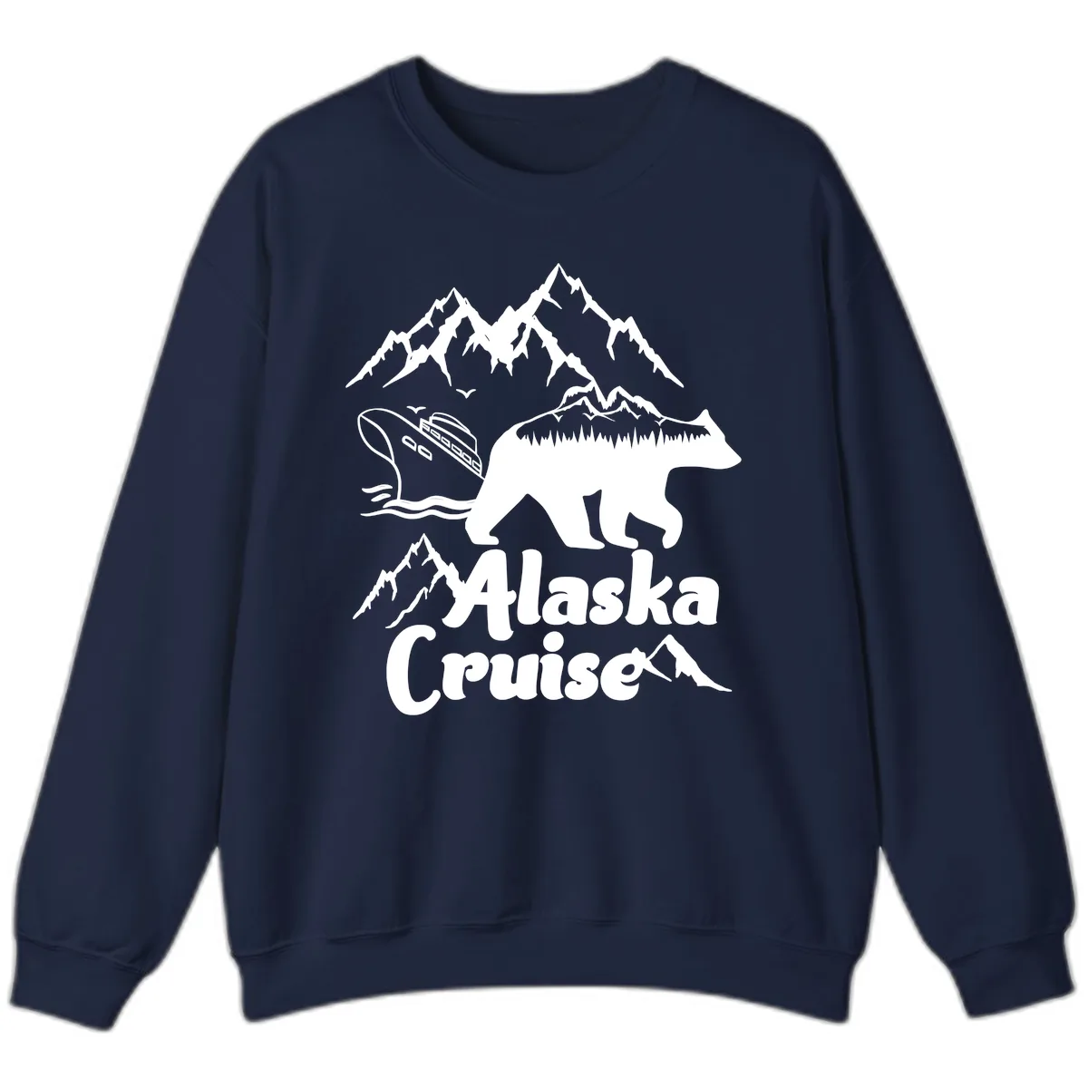 Alaska Cruise Bear Mountain Adventure Sweatshirt in Navy