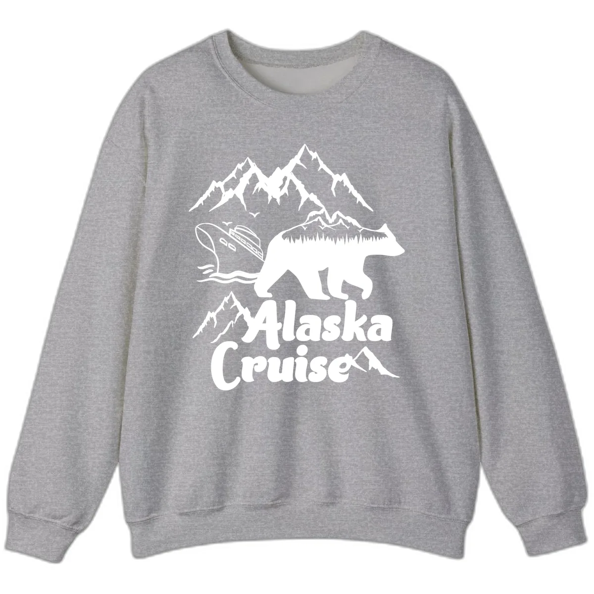 Alaska Cruise Bear Mountain Adventure Sweatshirt in Sport Grey