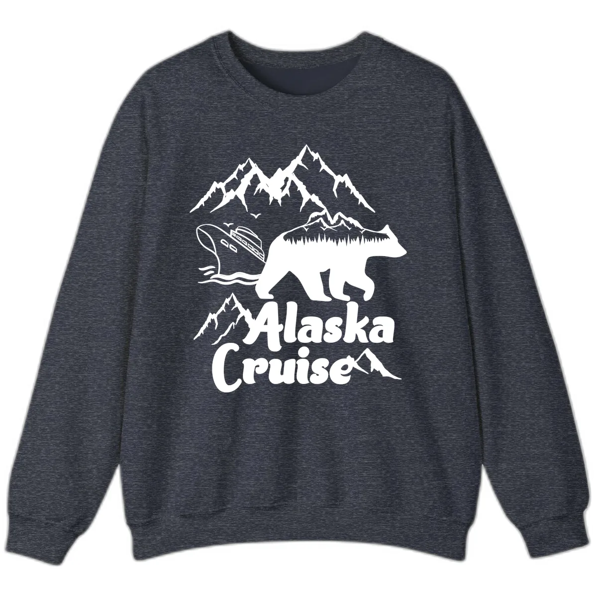 Alaska Cruise Bear Mountain Adventure Sweatshirt in Heather Sport Dark Navy