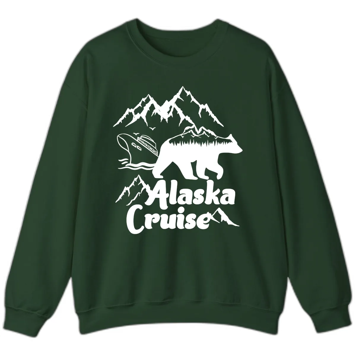 Alaska Cruise Bear Mountain Adventure Sweatshirt in Forest Green