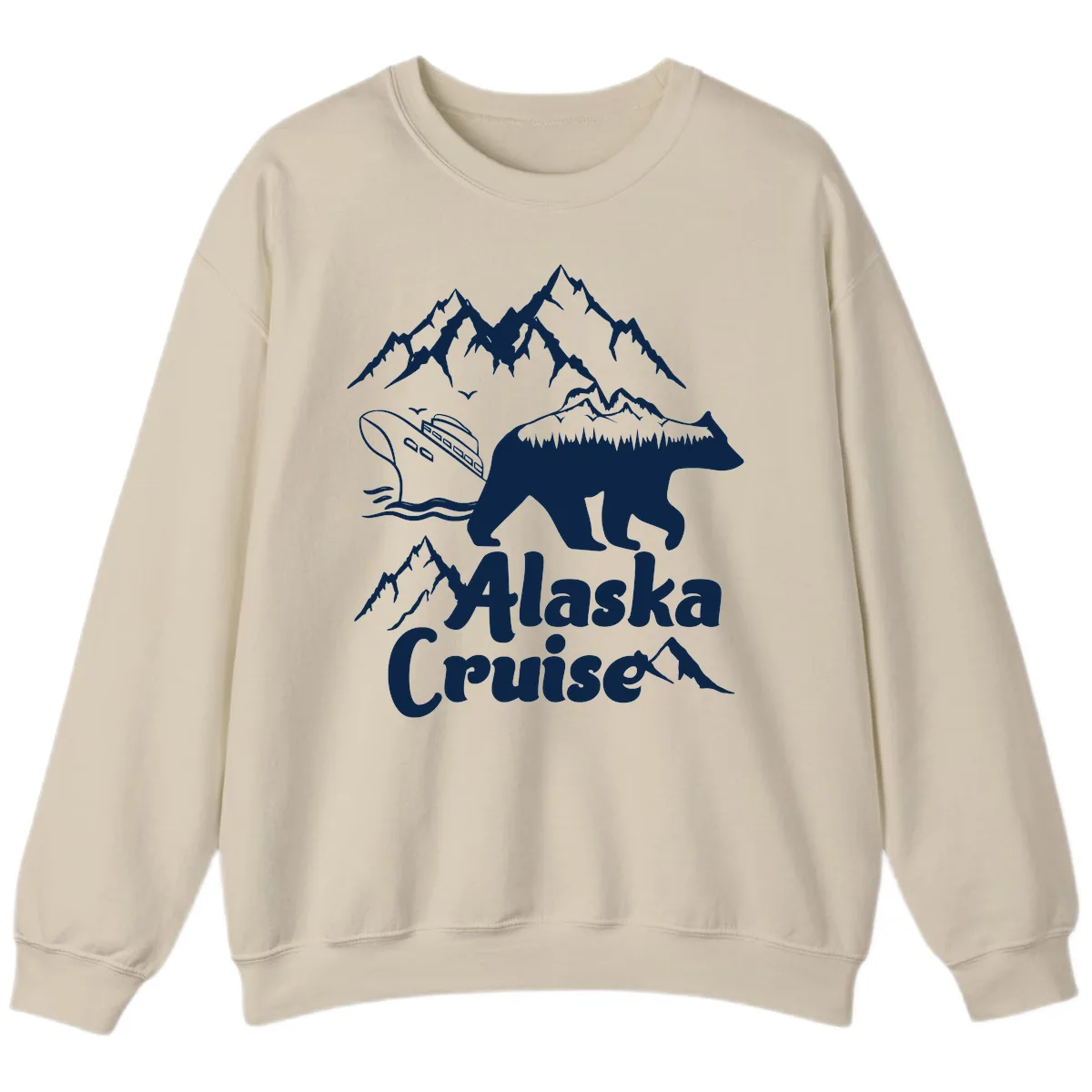 Alaska Cruise Bear Mountain Adventure Sweatshirt in Sand