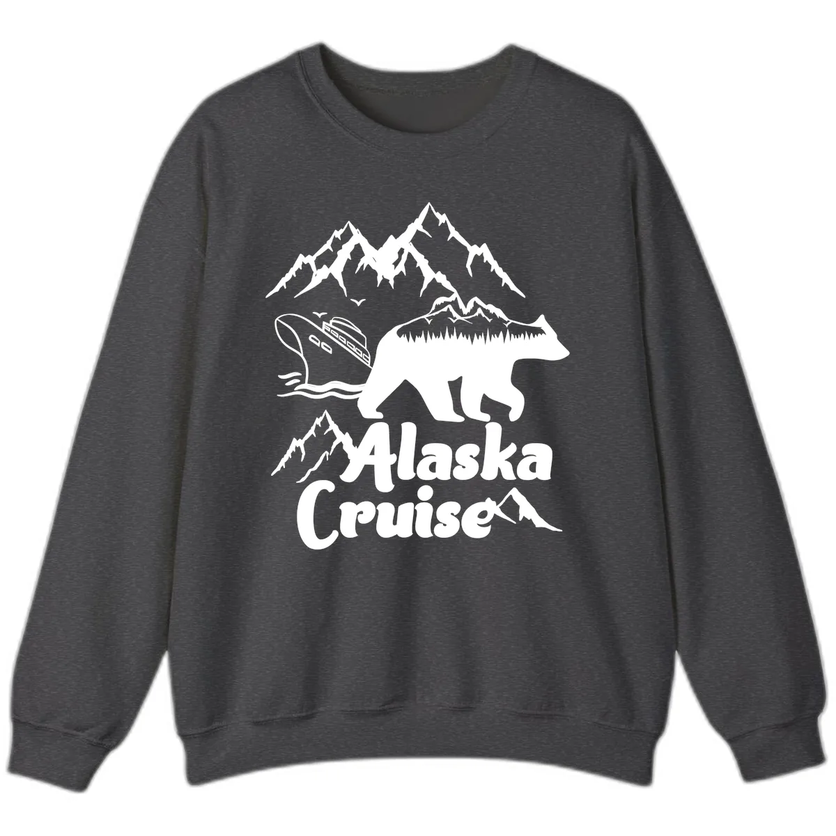 Alaska Cruise Bear Mountain Adventure Sweatshirt in Dark Heather