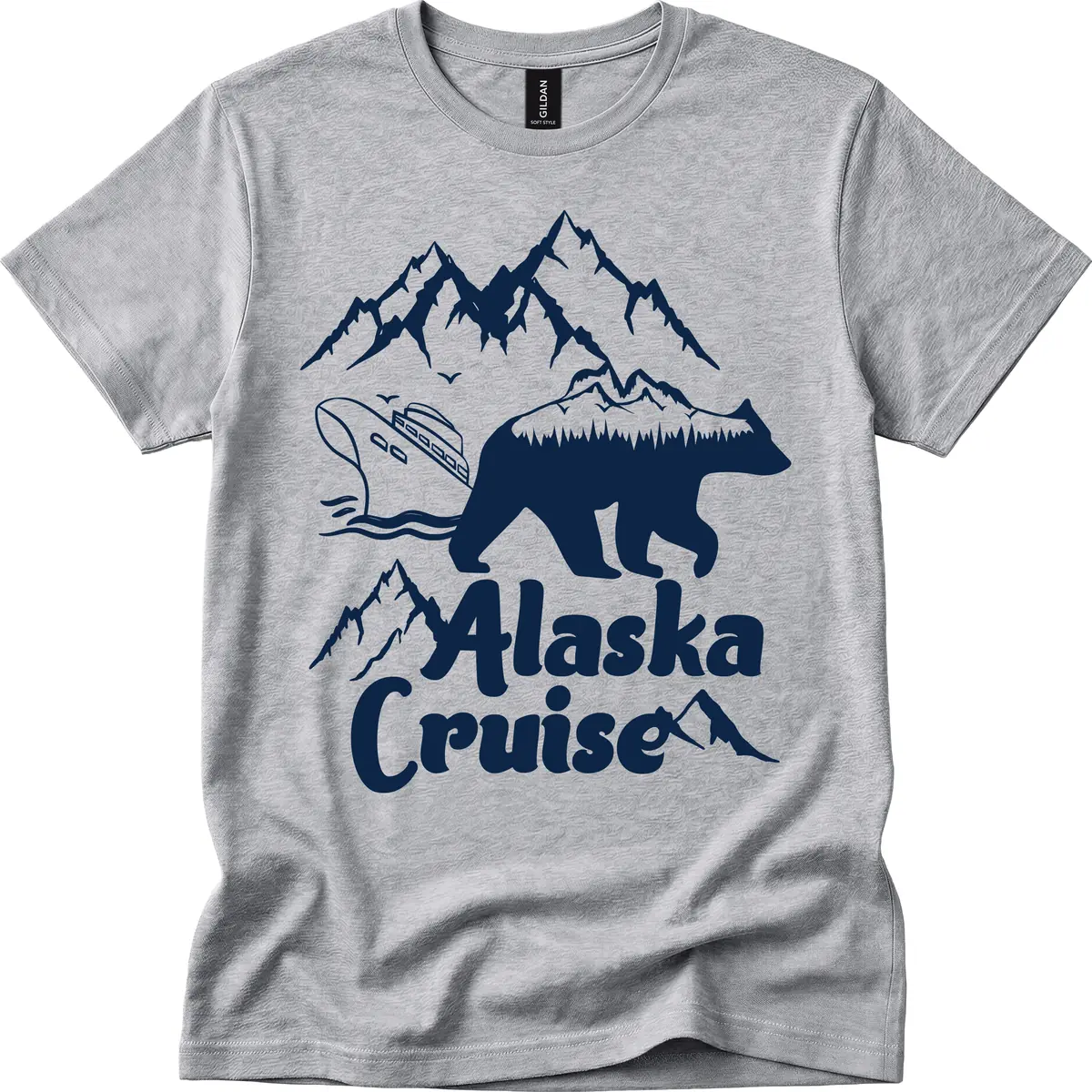 Alaska Cruise Bear Mountain Adventure T-Shirt in Sport Grey