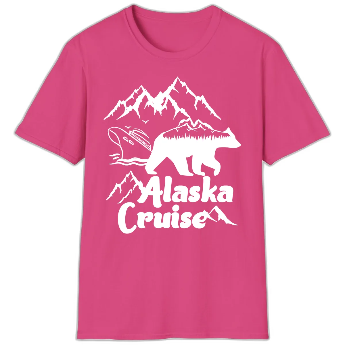 Alaska Cruise Bear Mountain Adventure T-Shirt in Heliconia