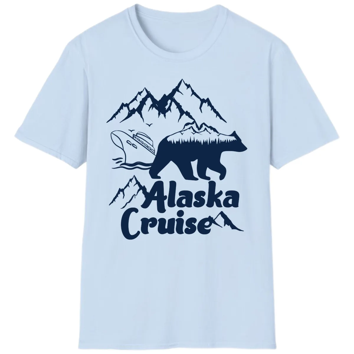 Alaska Cruise Bear Mountain Adventure T-Shirt in Light Blue