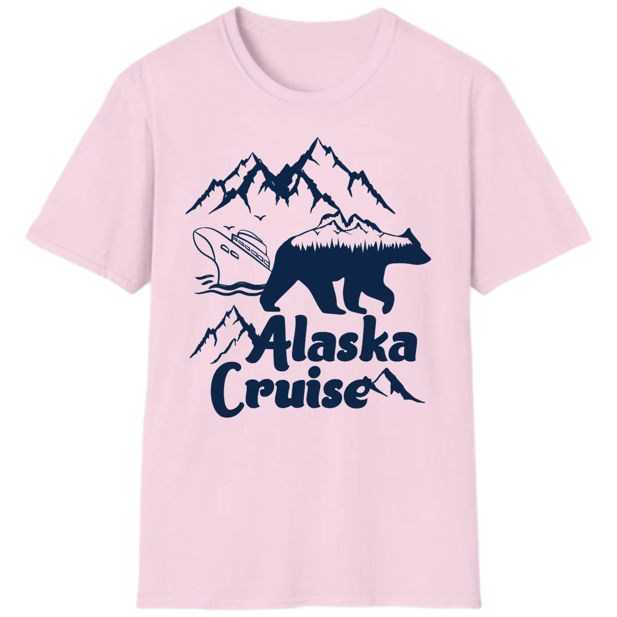 Alaska Cruise Bear Mountain Adventure T-Shirt in Light Pink