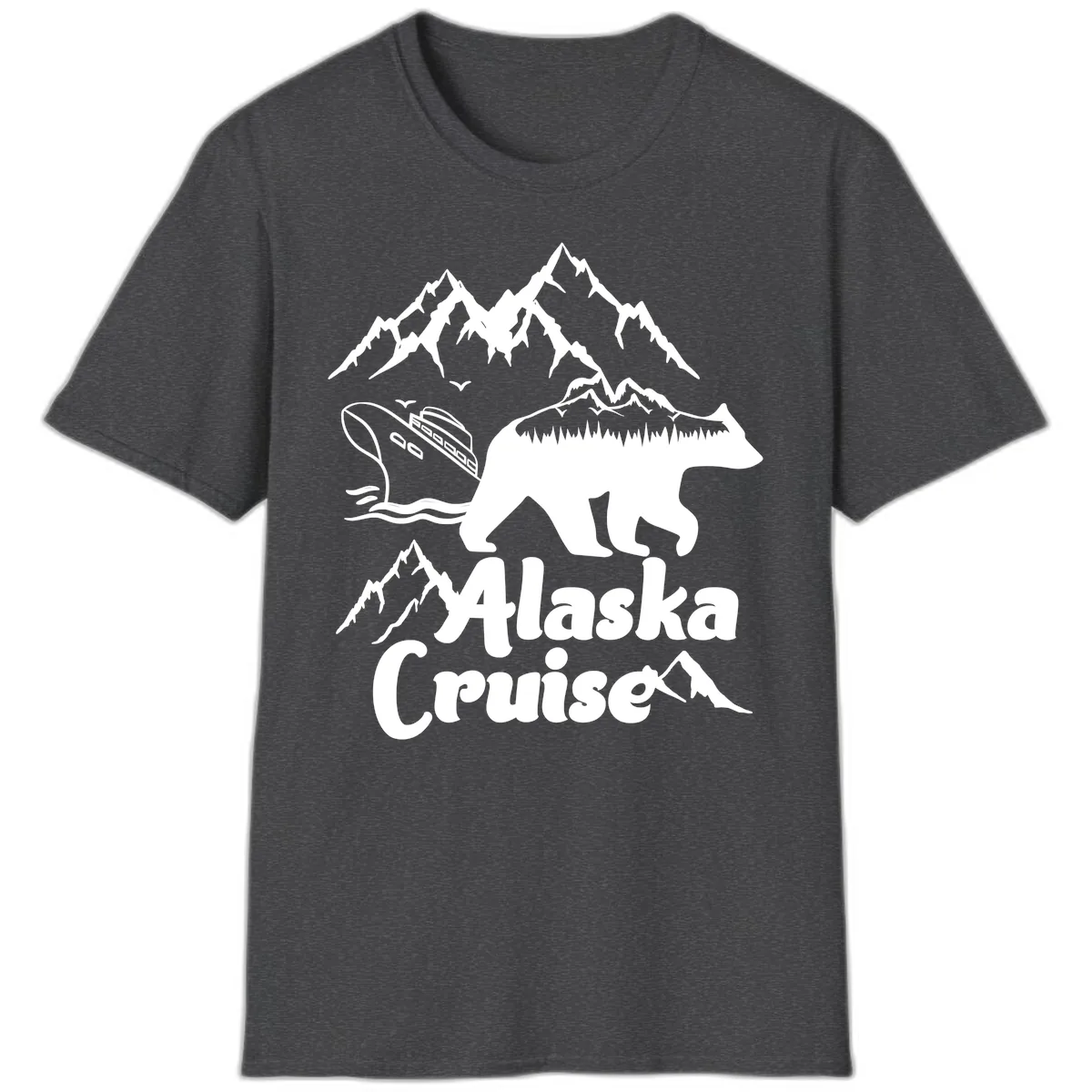 Alaska Cruise Bear Mountain Adventure T-Shirt in Dark Heather