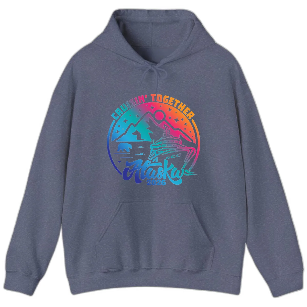 Cruisin' Together Alaska 2026 Hoodie in Heather Navy