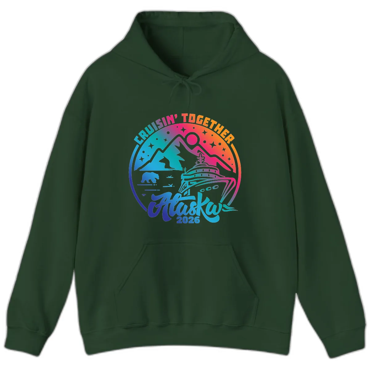 Cruisin' Together Alaska 2026 Hoodie in Forest Green