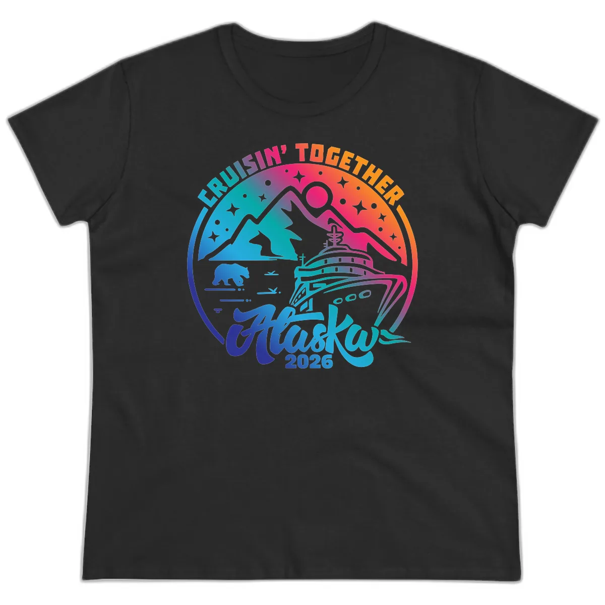 Cruisin' Together Alaska 2026 Ladies Tee in Black