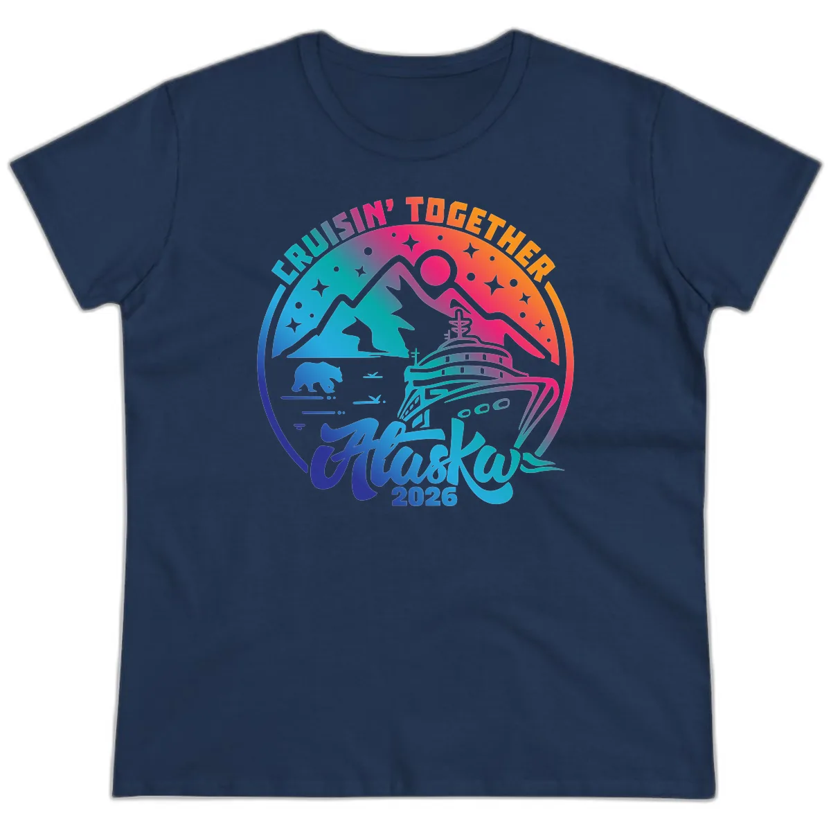 Cruisin' Together Alaska 2026 Ladies Tee in Navy