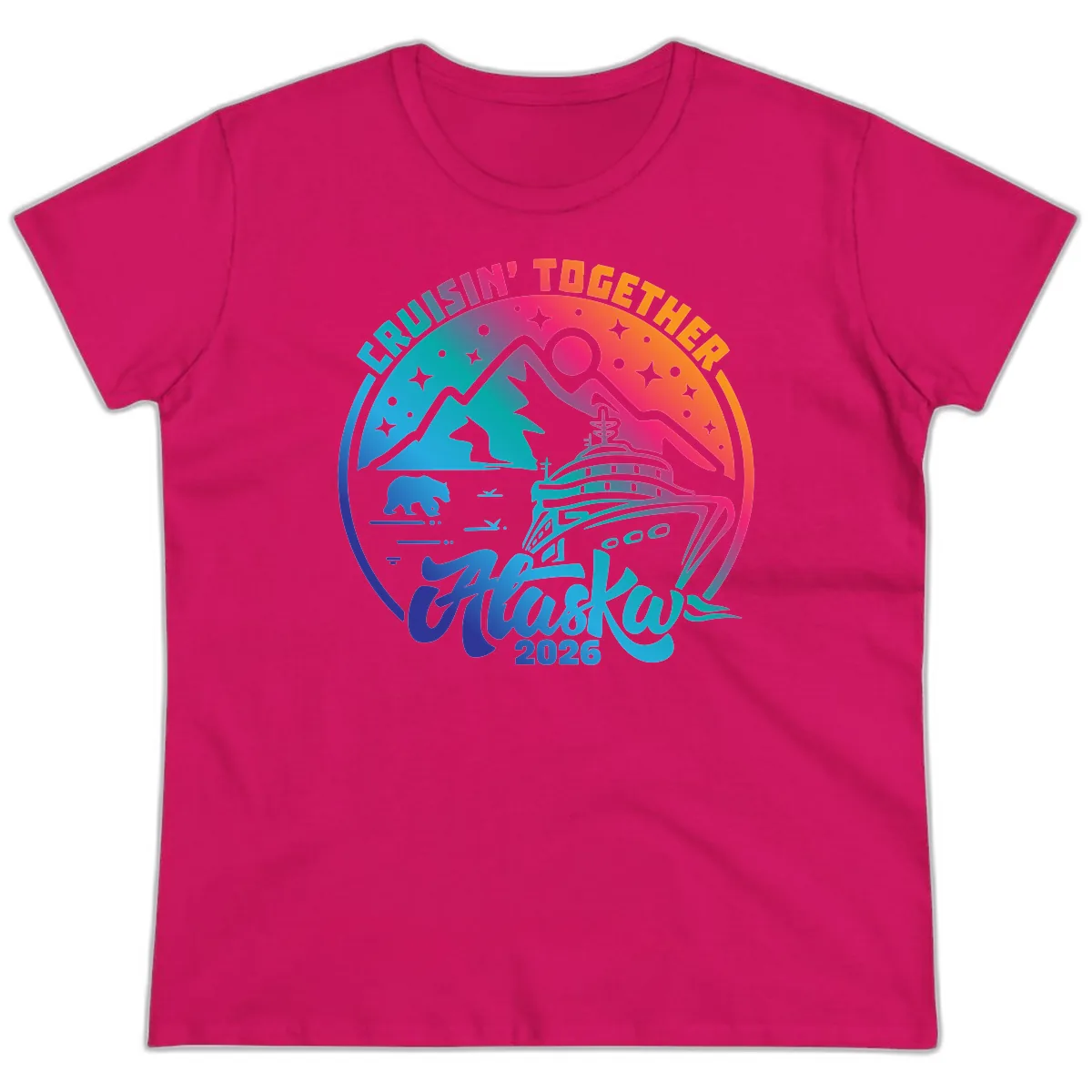 Cruisin' Together Alaska 2026 Ladies Tee in Heliconia