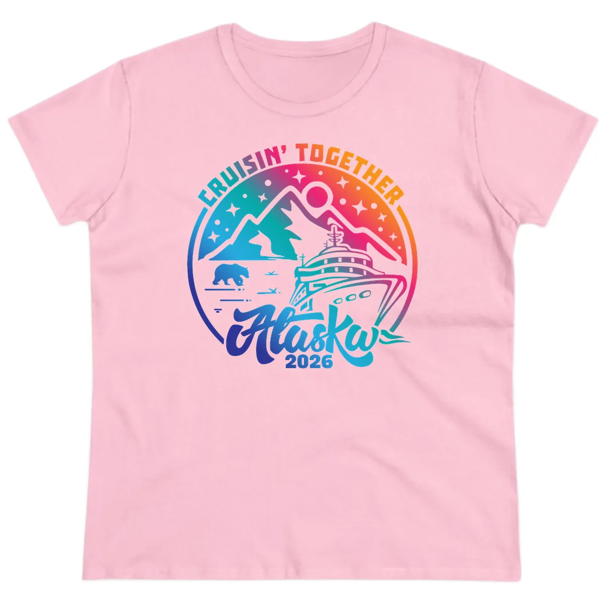 Cruisin' Together Alaska 2026 Ladies Tee in Light Pink