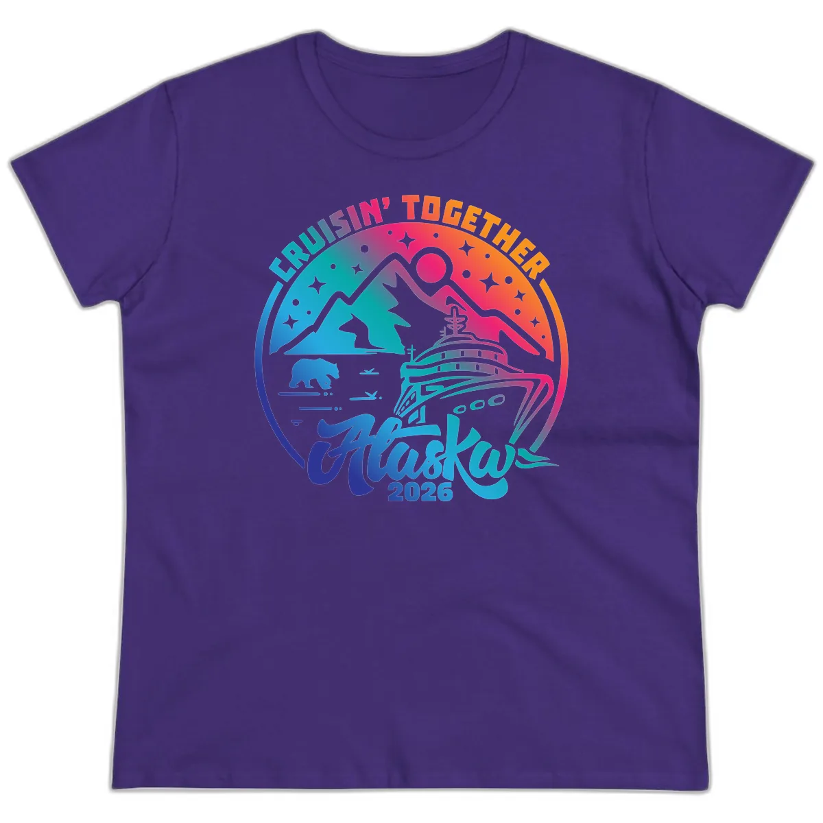 Cruisin' Together Alaska 2026 Ladies Tee in Purple