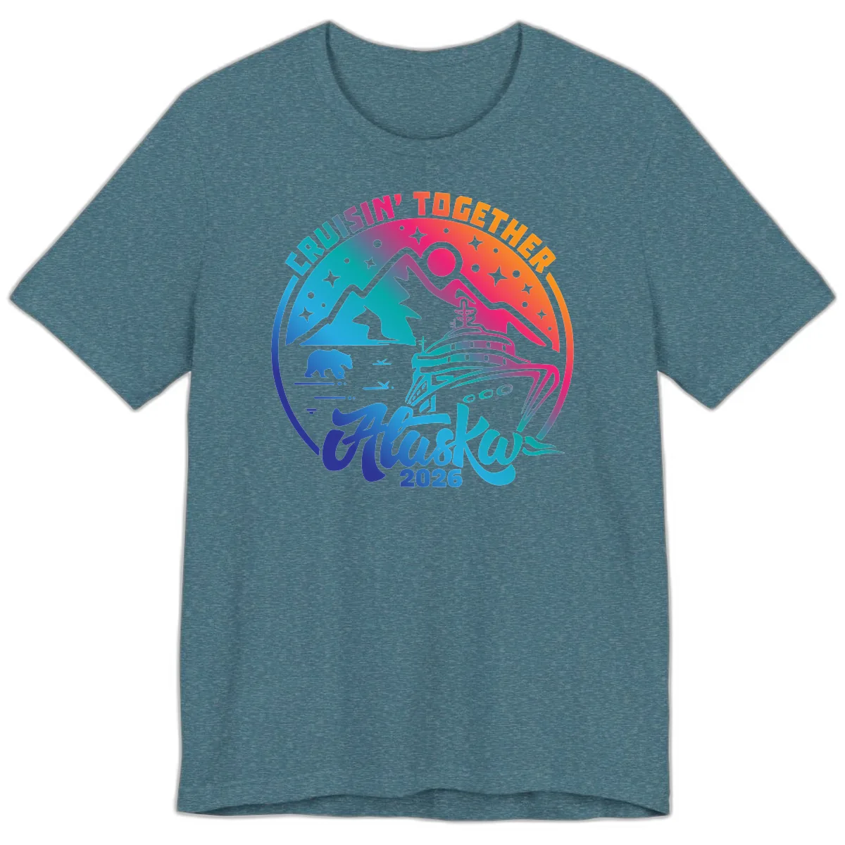 Cruisin' Together Alaska 2026 Premium T-Shirt in Heather Deep Teal