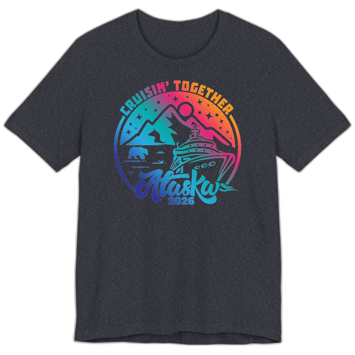 Cruisin' Together Alaska 2026 Premium T-Shirt in Heather Navy