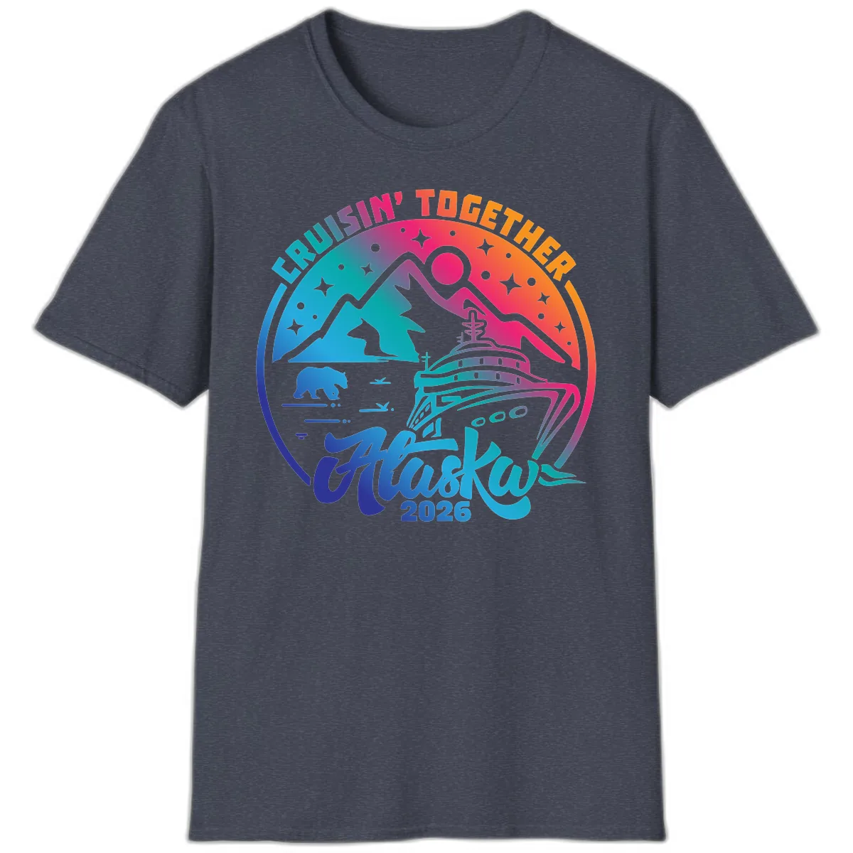 Cruisin' Together Alaska 2026 T-Shirt in Heather Navy