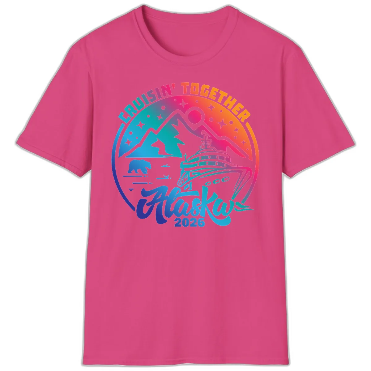 Cruisin' Together Alaska 2026 T-Shirt in Heliconia