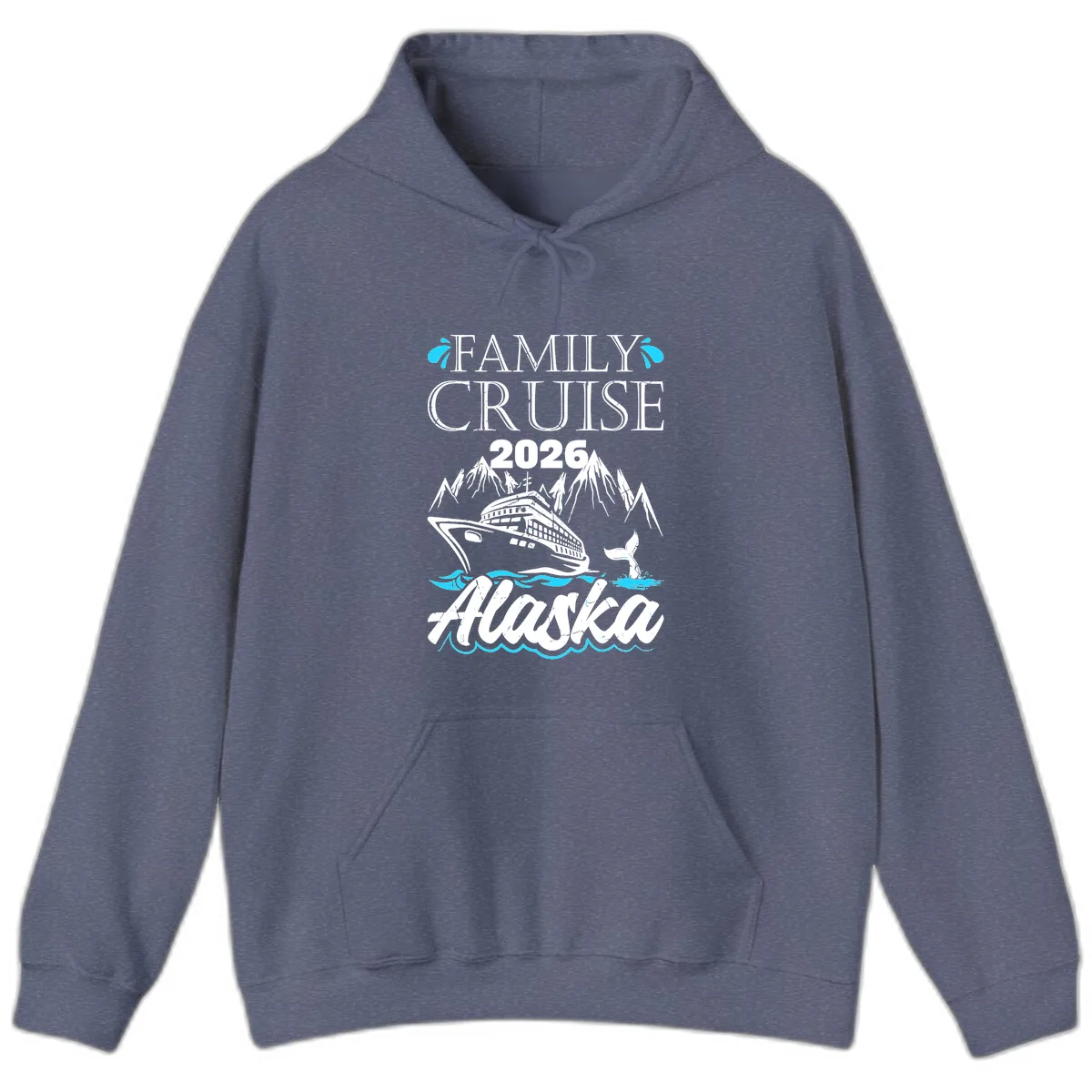 Alaska Waters Adventure Hoodie in Heather Navy