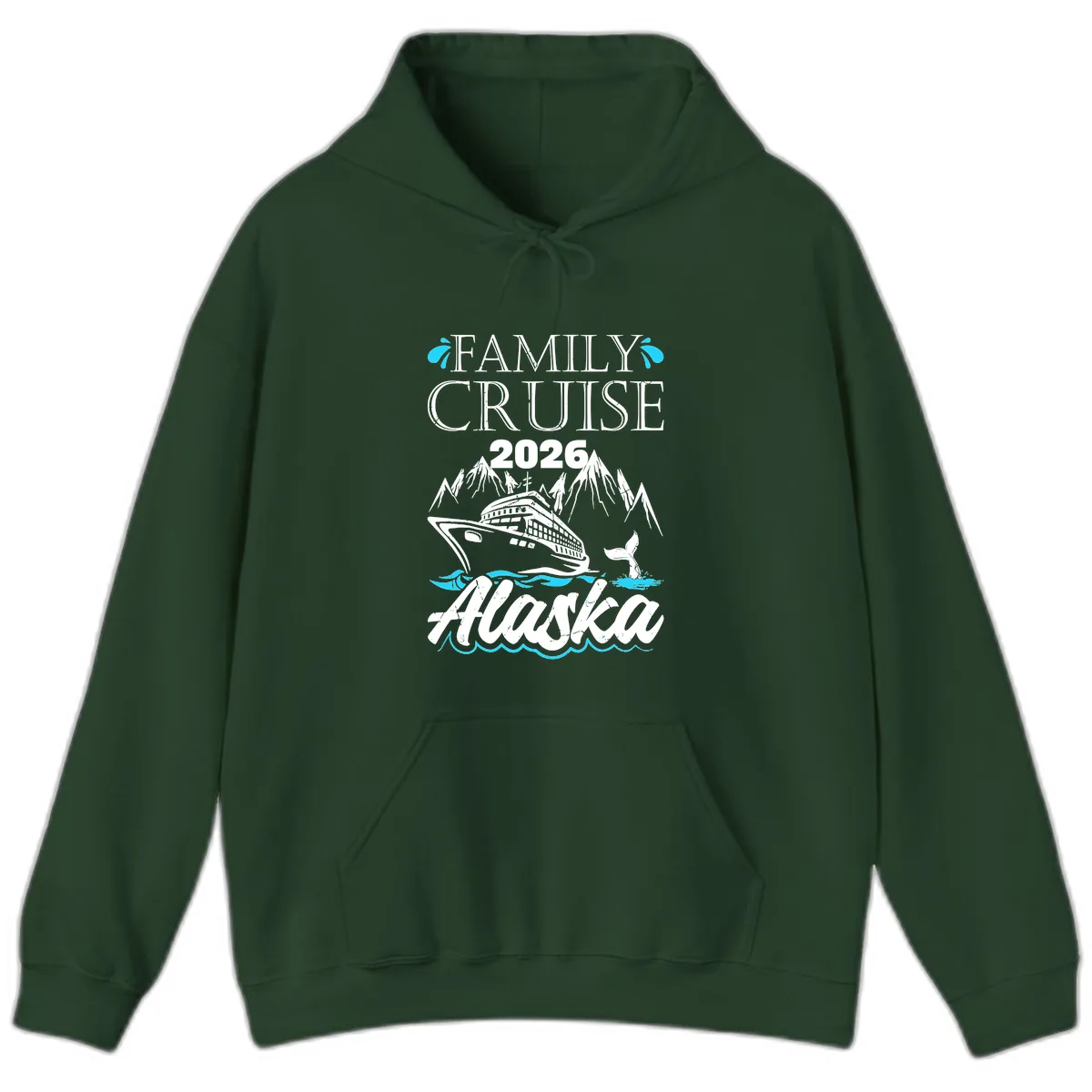 Alaska Waters Adventure Hoodie in Forest Green