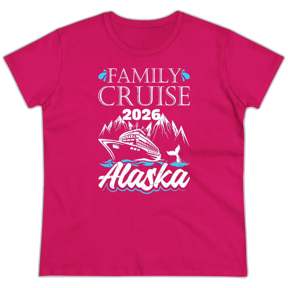 Alaska Waters Adventure Ladies Tee in Heliconia
