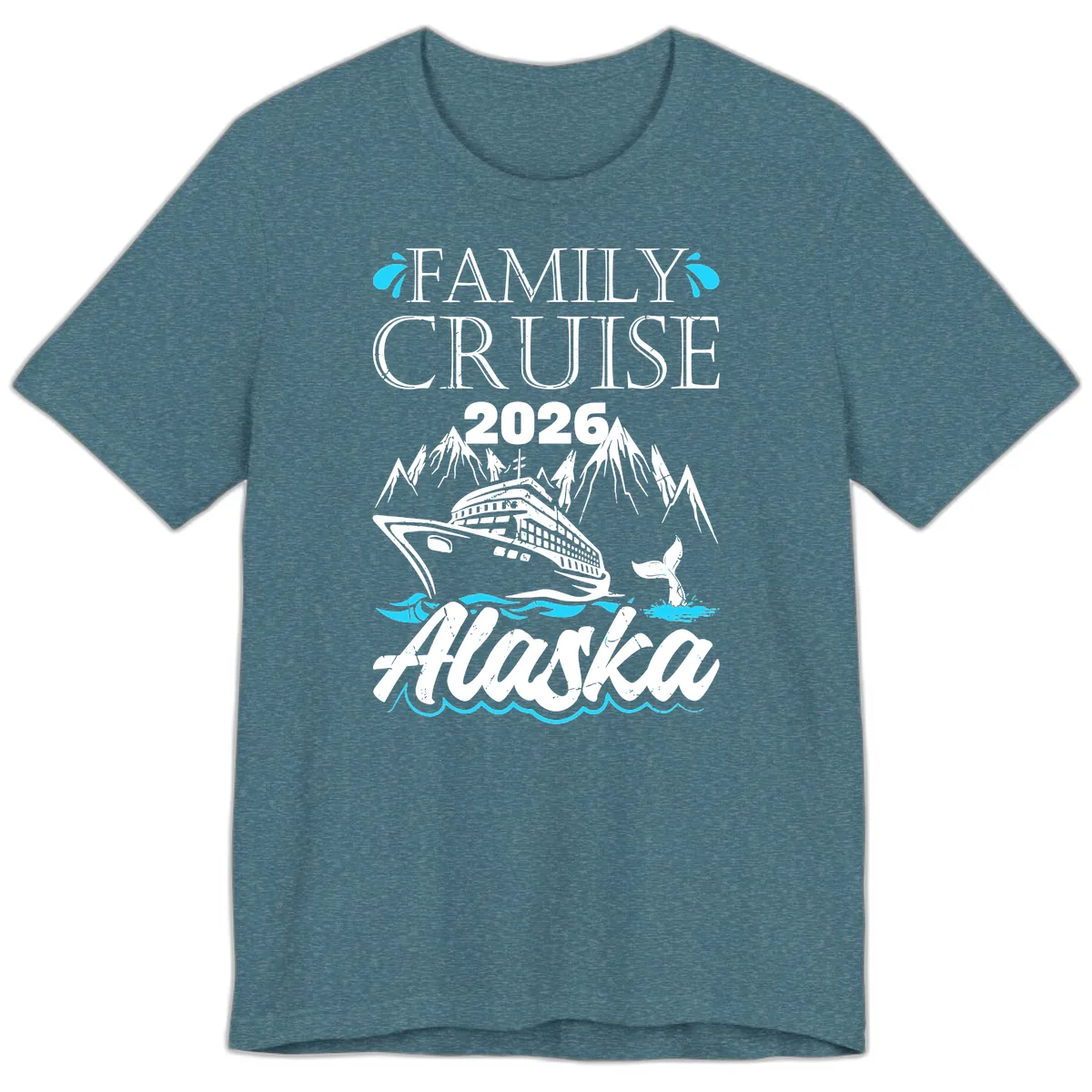Alaska Waters Adventure Premium T-Shirt in Heather Deep Teal