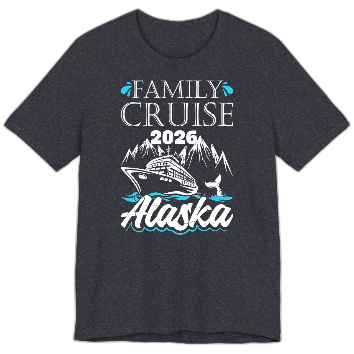 Alaska Waters Adventure Premium T-Shirt in Heather Navy