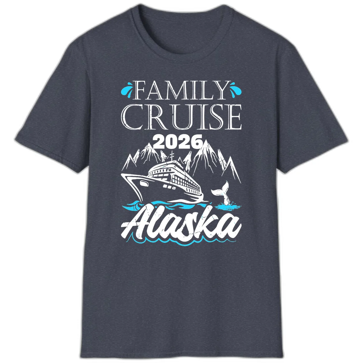 Alaska Waters Adventure T-Shirt in Heather Navy