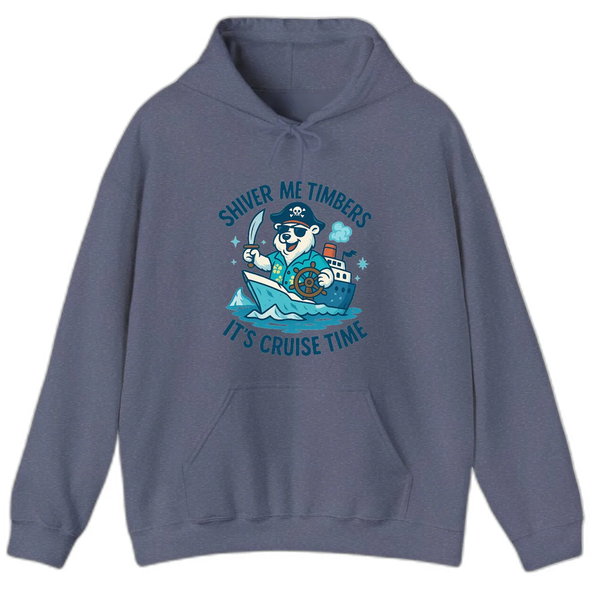 Shiver Me Timbers Cruise Time Hoodie in Heather Navy