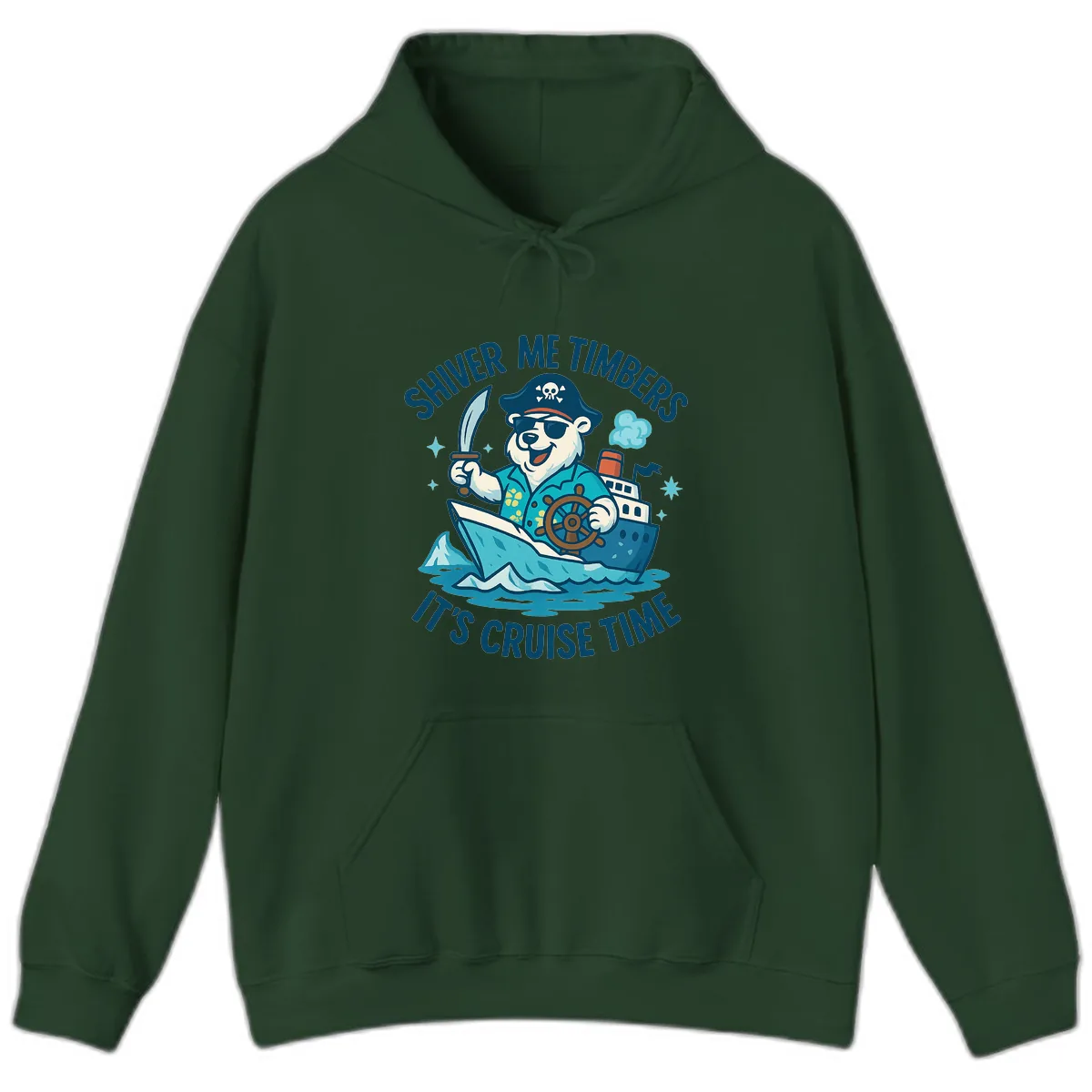 Shiver Me Timbers Cruise Time Hoodie in Forest Green