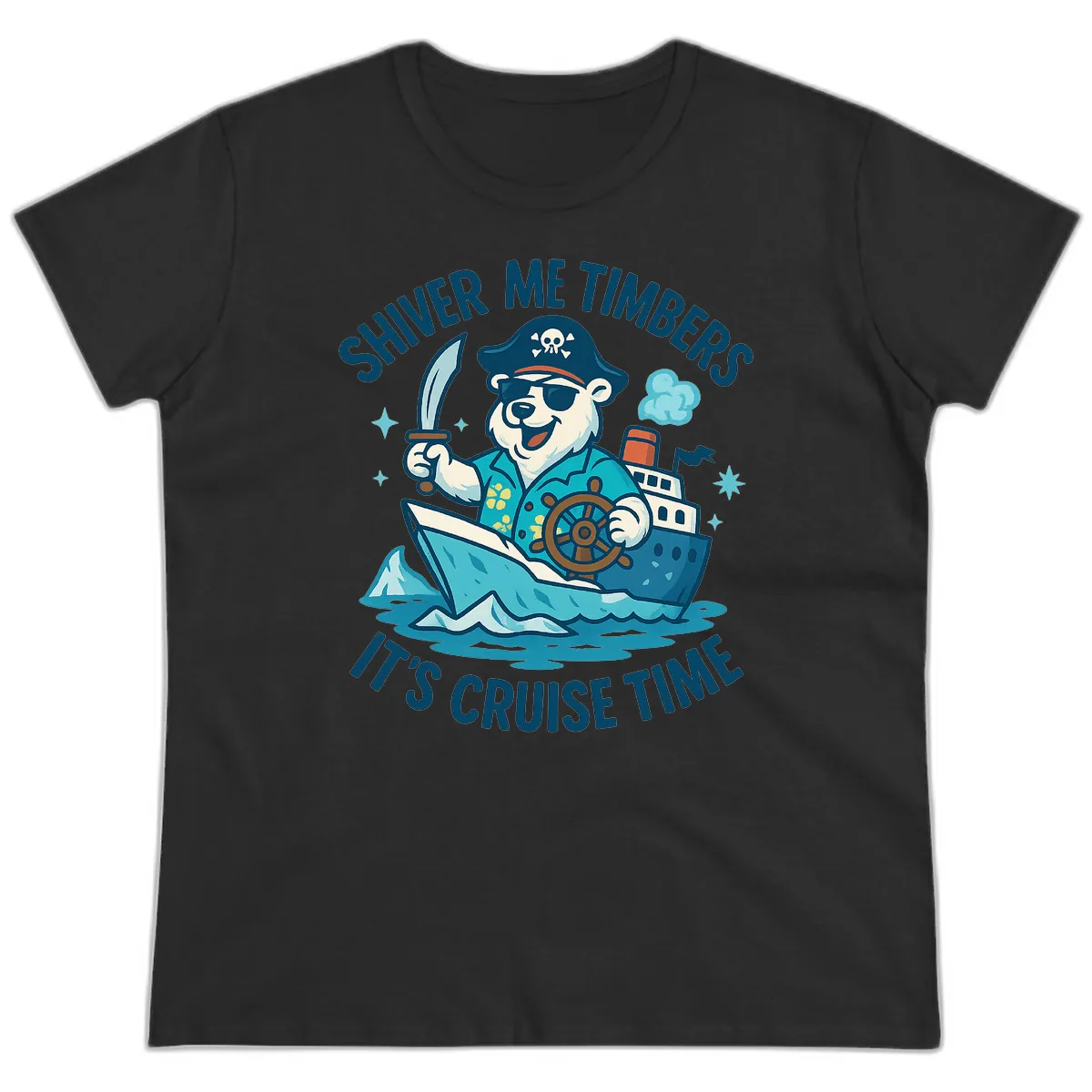 Shiver Me Timbers Cruise Time Ladies Tee in Black