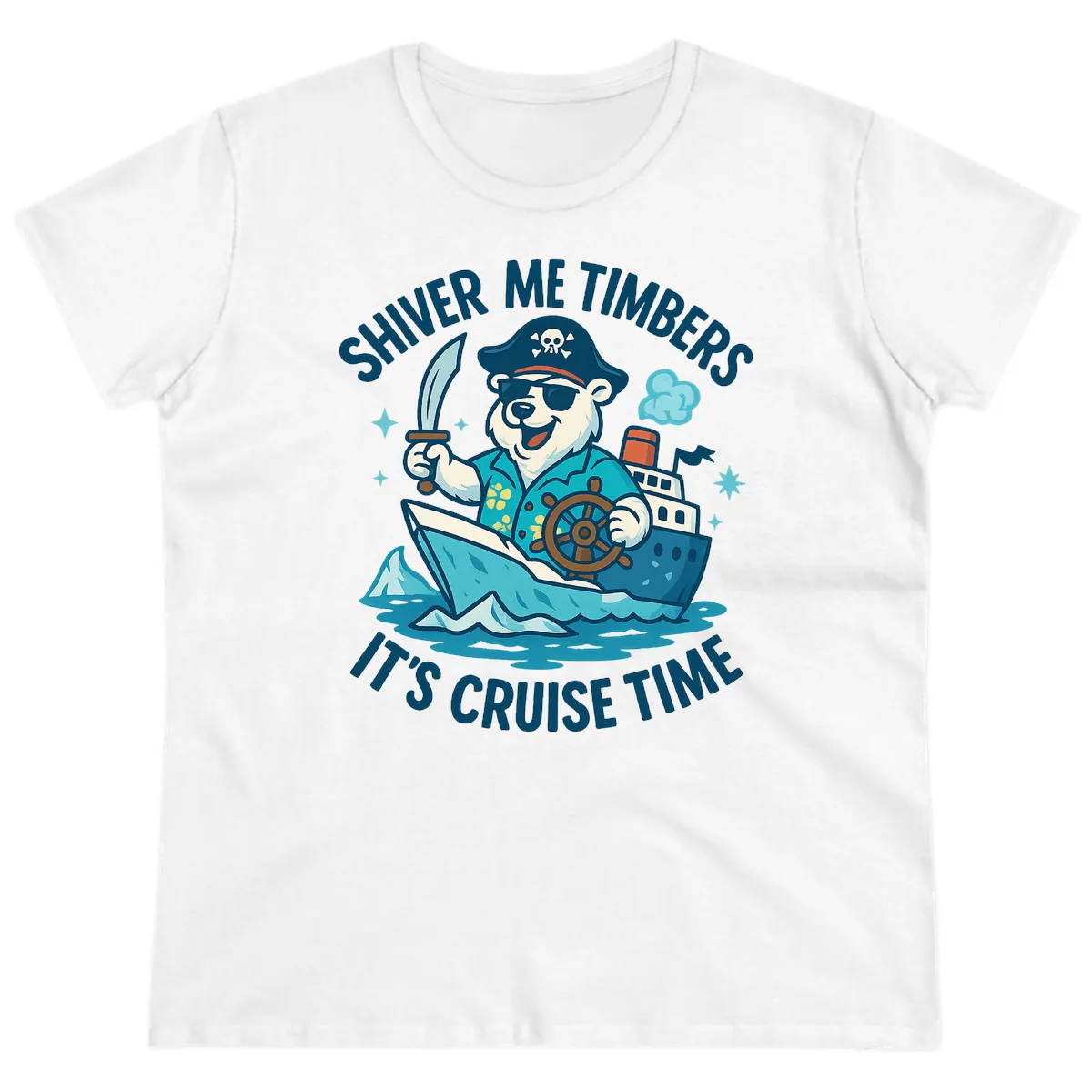 Shiver Me Timbers Cruise Time Ladies Tee in White