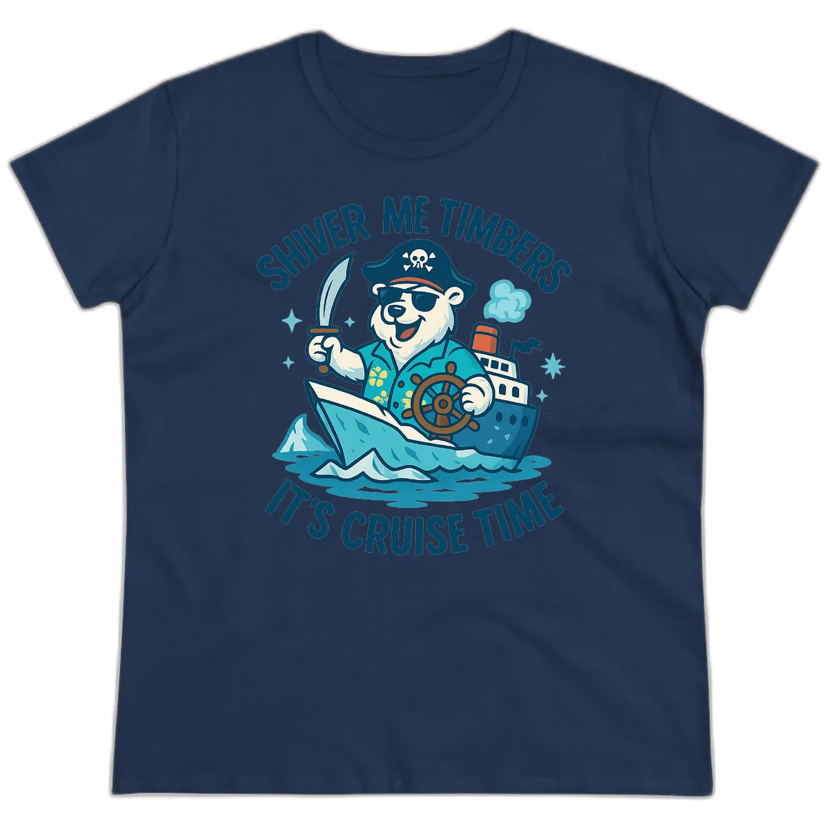 Shiver Me Timbers Cruise Time Ladies Tee in Navy