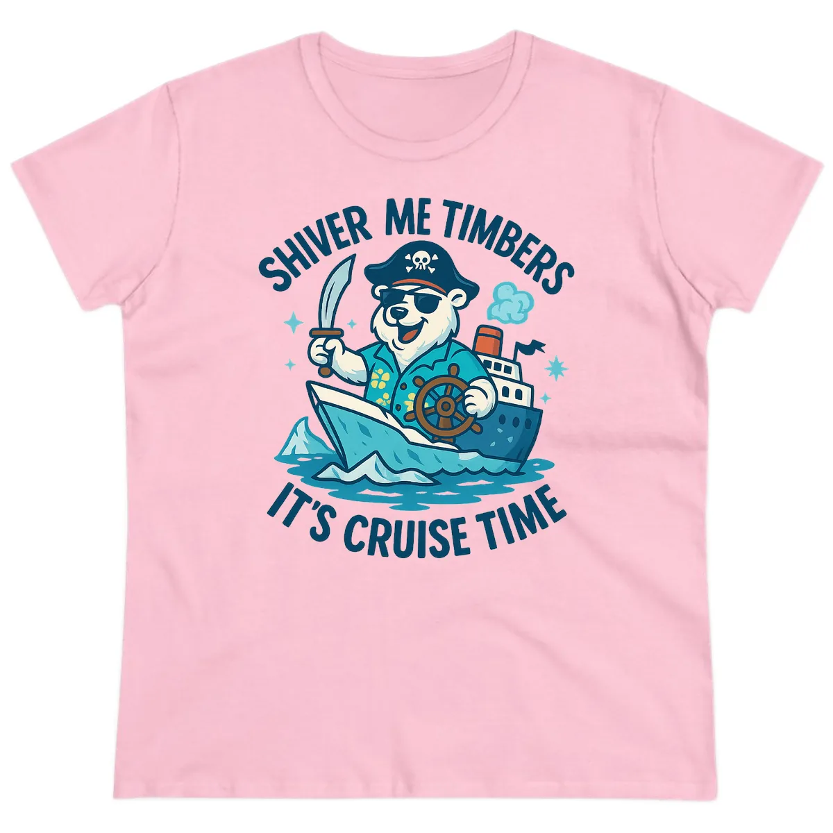 Shiver Me Timbers Cruise Time Ladies Tee in Light Pink