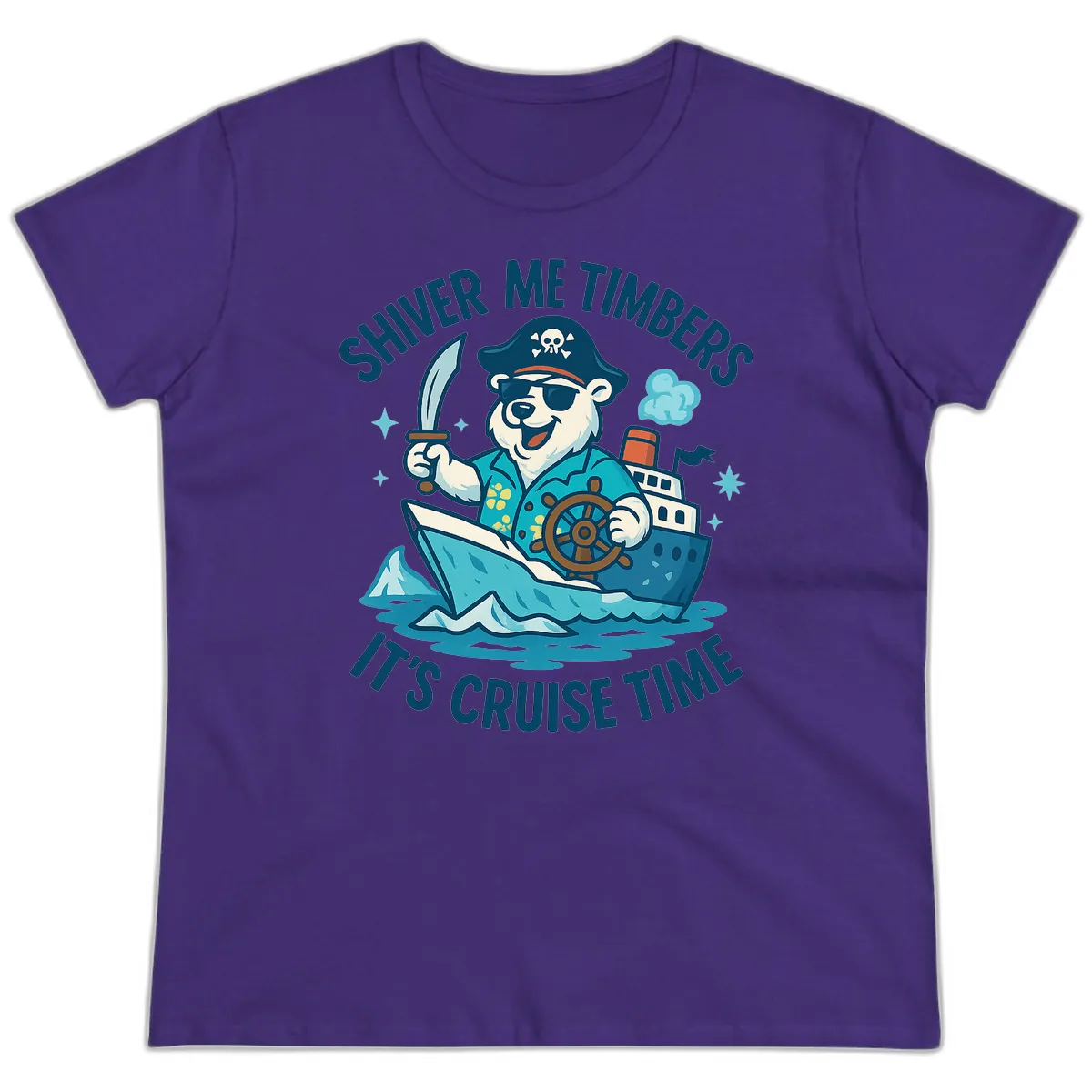 Shiver Me Timbers Cruise Time Ladies Tee in Purple