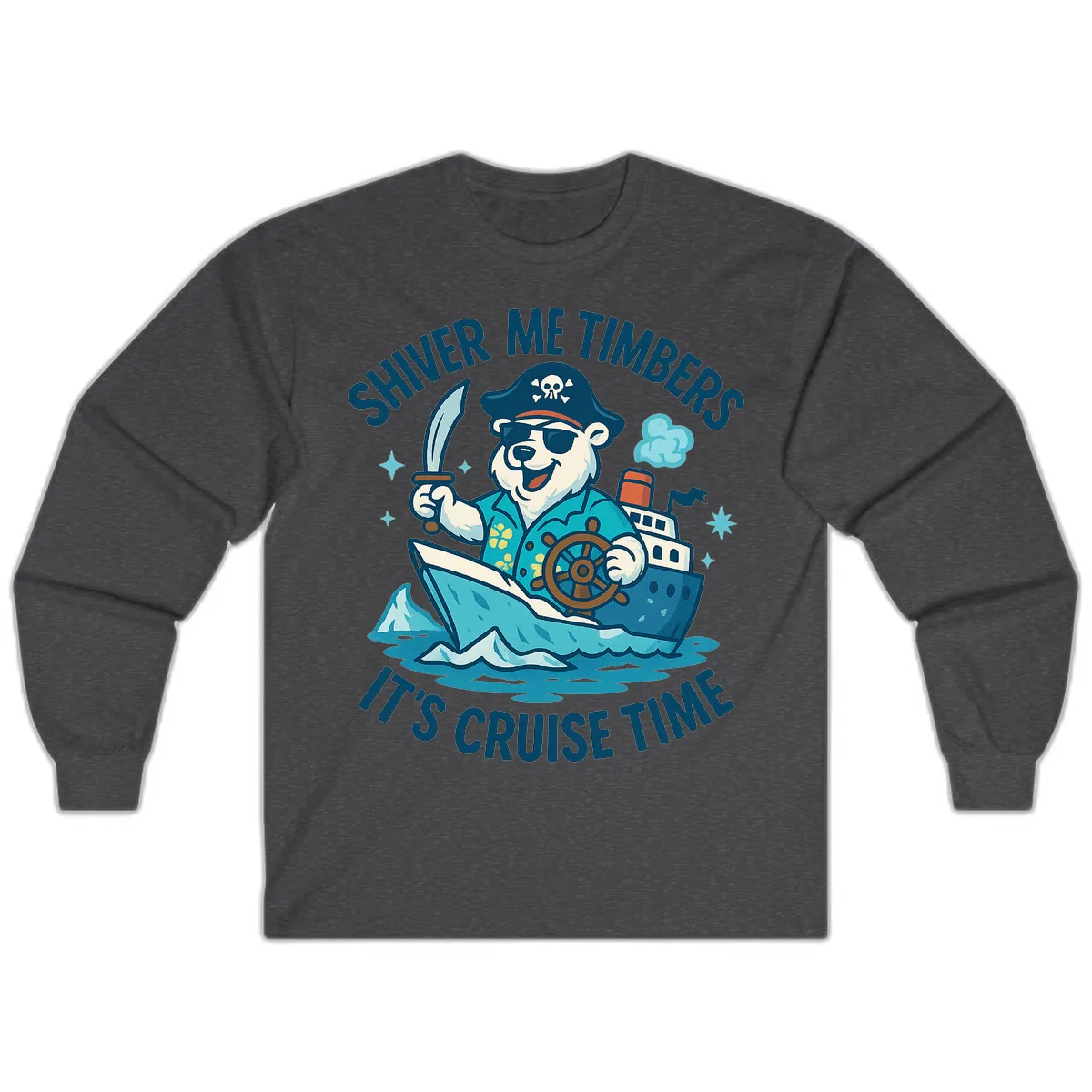 Shiver Me Timbers Cruise Time Long Sleeve in Dark Heather