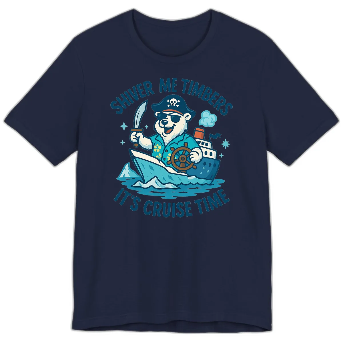Shiver Me Timbers Cruise Time Premium T-Shirt in Navy