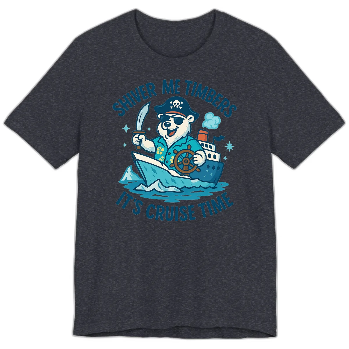 Shiver Me Timbers Cruise Time Premium T-Shirt in Heather Navy