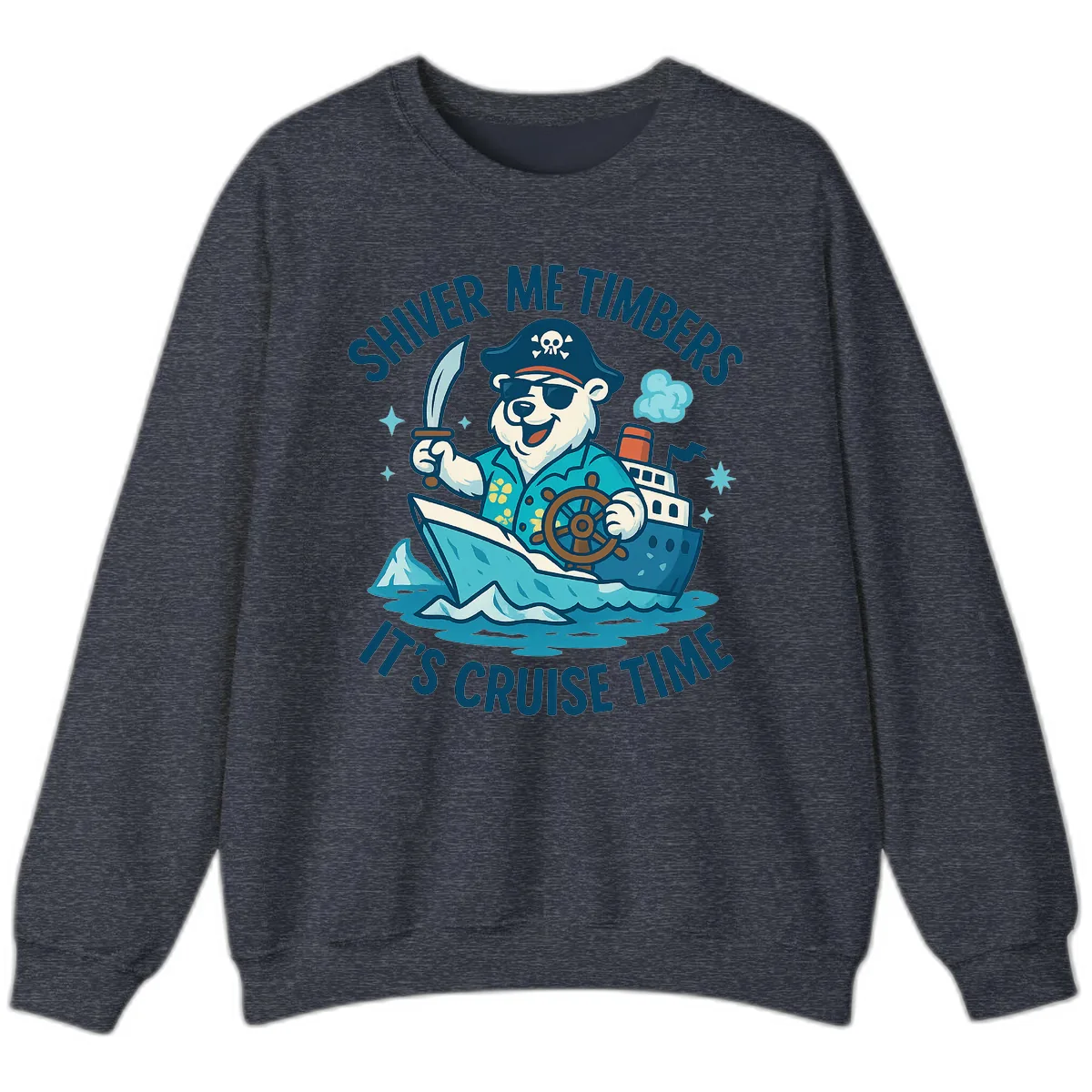 Shiver Me Timbers Cruise Time Sweatshirt in Heather Sport Dark Navy