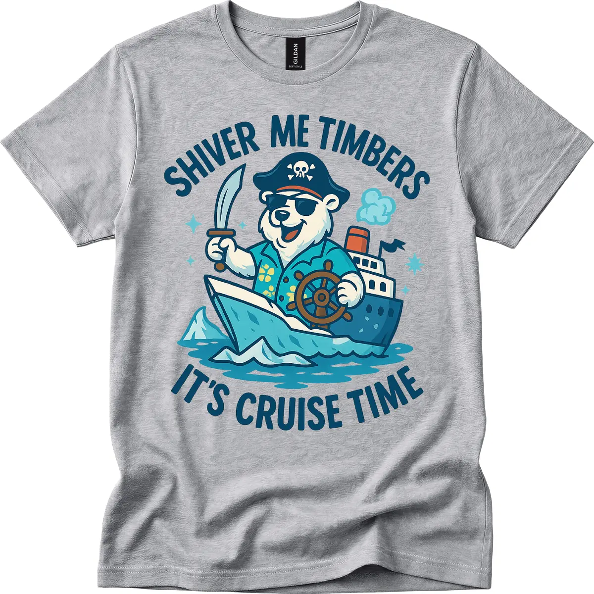 Shiver Me Timbers Cruise Time T-Shirt in Sport Grey