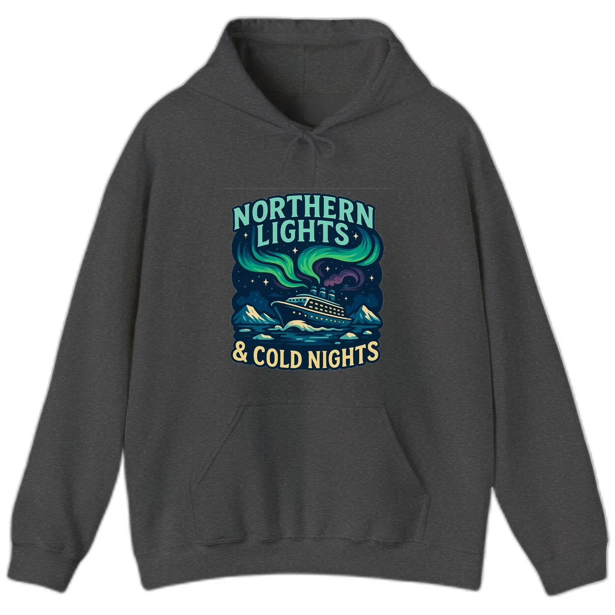 Northern Lights & Cold Nights Hoodie in Dark Heather