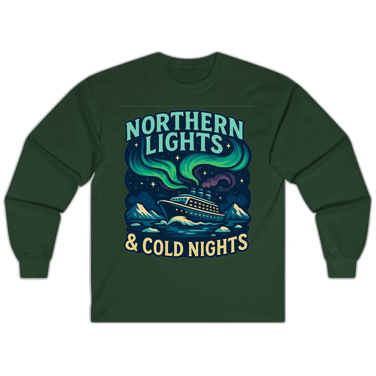 Northern Lights & Cold Nights Long Sleeve in Forest Green
