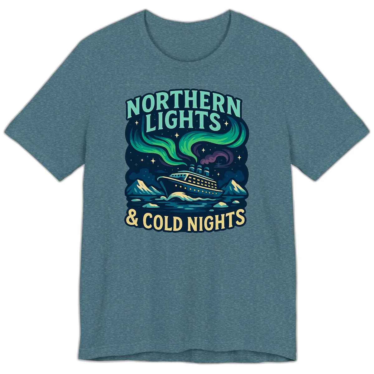 Northern Lights & Cold Nights Premium T-Shirt in Heather Deep Teal