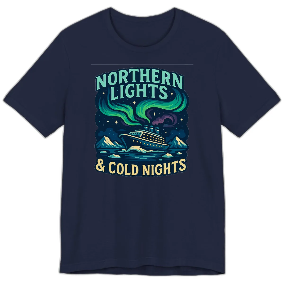 Northern Lights & Cold Nights Premium T-Shirt in Navy
