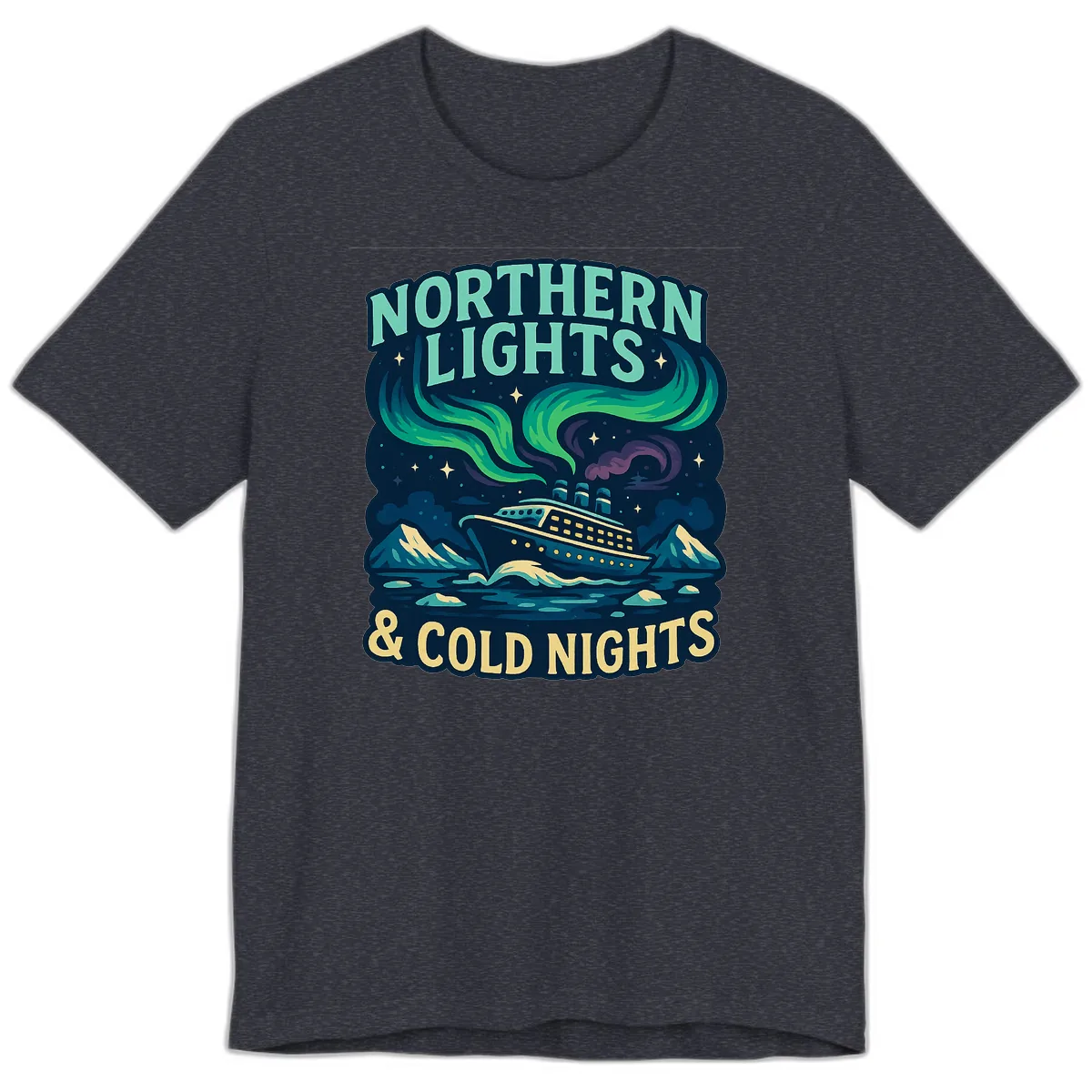 Northern Lights & Cold Nights Premium T-Shirt in Heather Navy