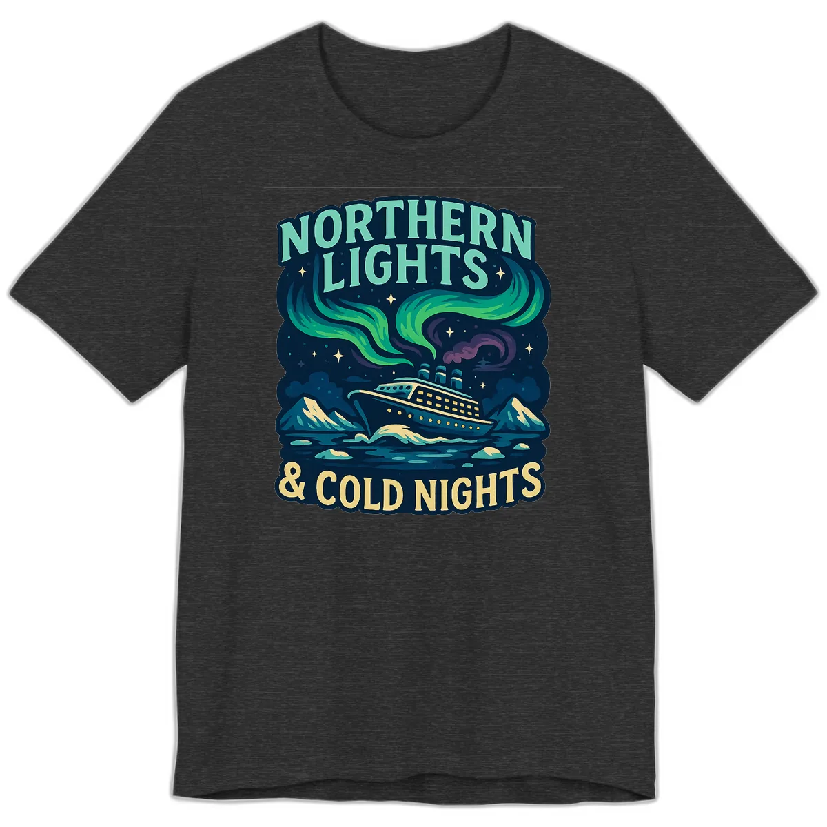 Northern Lights & Cold Nights Premium T-Shirt in Dark Grey Heather